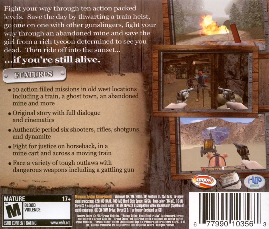 Other for Western Outlaw: Wanted Dead or Alive (Windows): Jewel Case - Back