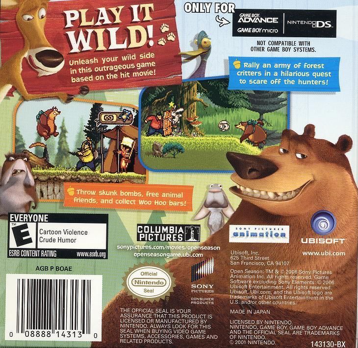 Back Cover for Open Season (Game Boy Advance)