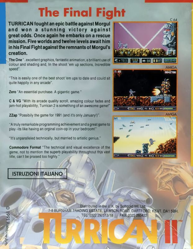 Back Cover for Turrican II: The Final Fight (Commodore 64)