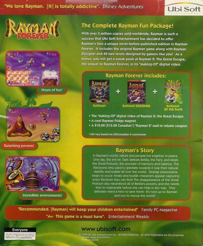 Back Cover for Rayman Forever (Windows)