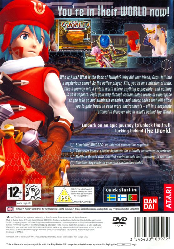 Back Cover for .hack//Infection: Part 1 (PlayStation 2) (Contains the Anime DVD .hack//Liminality Vol.1: in the case of Mai Minase)