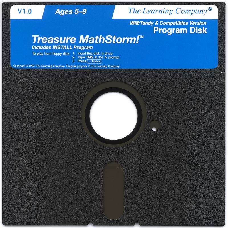Media for Treasure MathStorm! (DOS) (Version 1.0 (5.25" floppy disk release)): Program disk