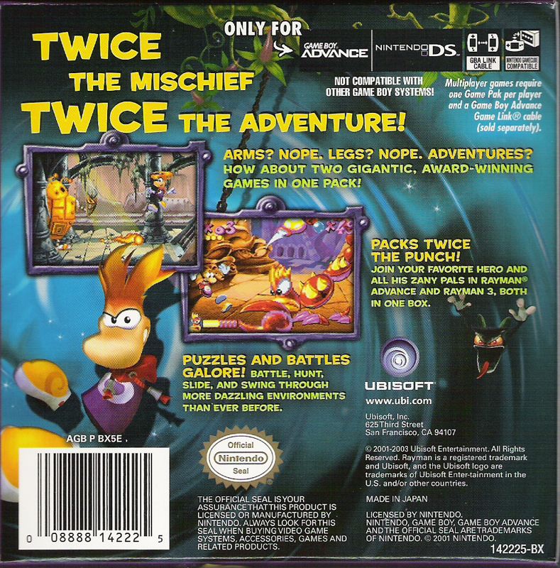 Back Cover for Rayman: 10th Anniversary (Game Boy Advance)