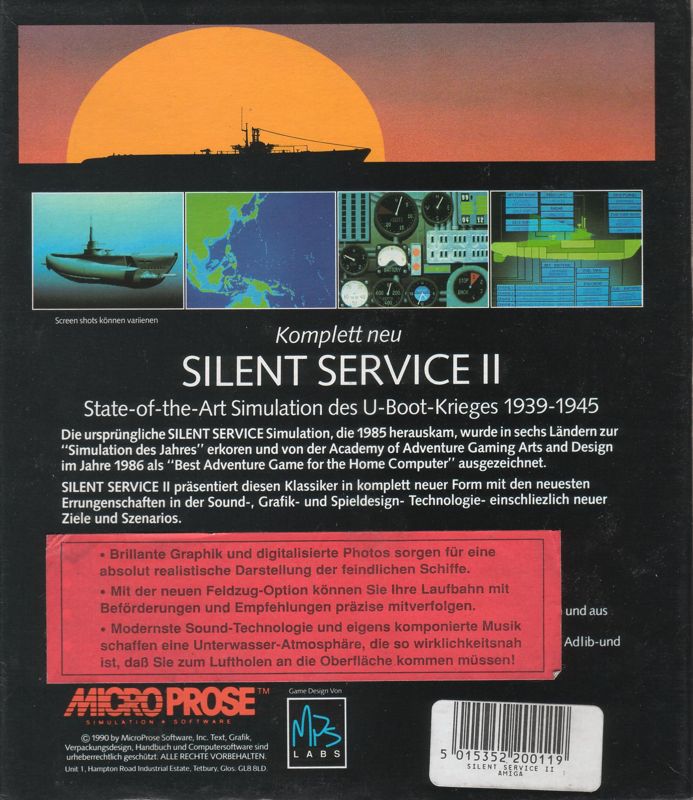 Back Cover for Silent Service II (Amiga)