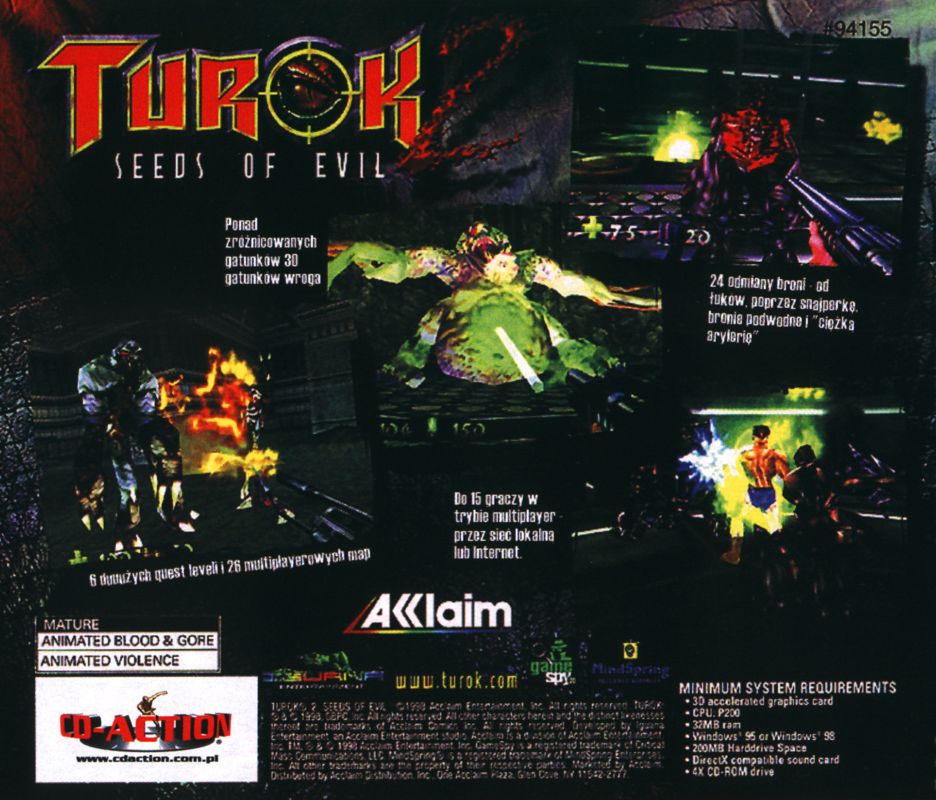 Back Cover for Turok 2: Seeds of Evil (Windows) (CD-Action magazine #8/2003 covermount)