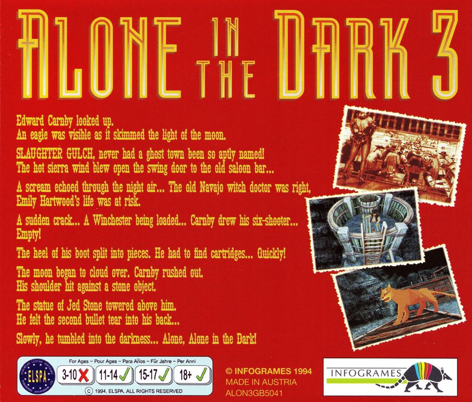 Other for Alone in the Dark: The Trilogy 1+2+3 (DOS): Jewel Case - Back - Alone In The Dark 3