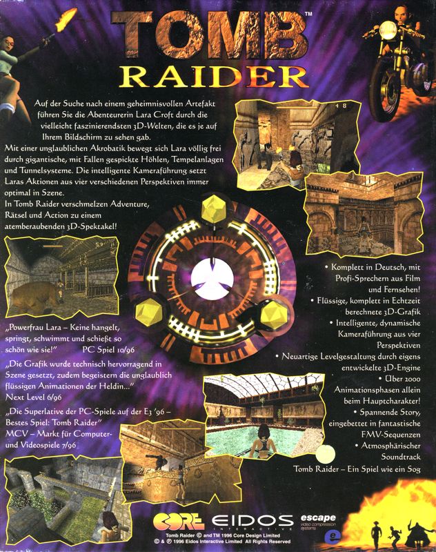 Back Cover for Tomb Raider (DOS) (2nd print)