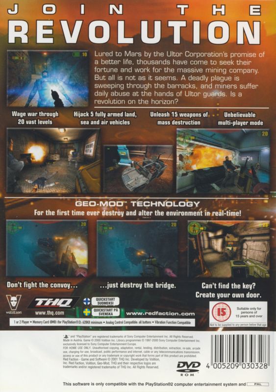 Back Cover for Red Faction (PlayStation 2)