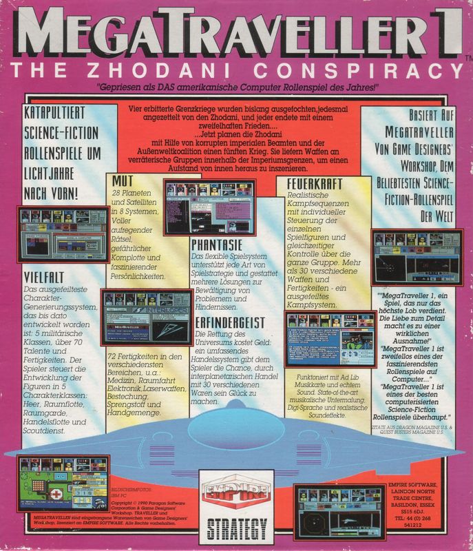Back Cover for MegaTraveller 1: The Zhodani Conspiracy (Amiga)