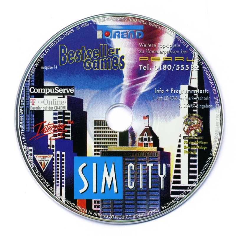 Media for SimCity: Enhanced CD-ROM (DOS) (Bestseller Games #14 covermount)