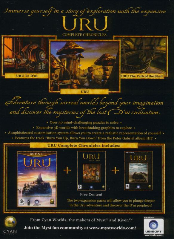 Back Cover for Myst Uru: Complete Chronicles (Windows)