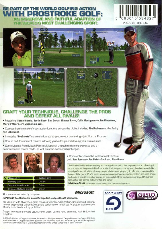 Back Cover for ProStroke Golf: World Tour 2007 (Xbox)