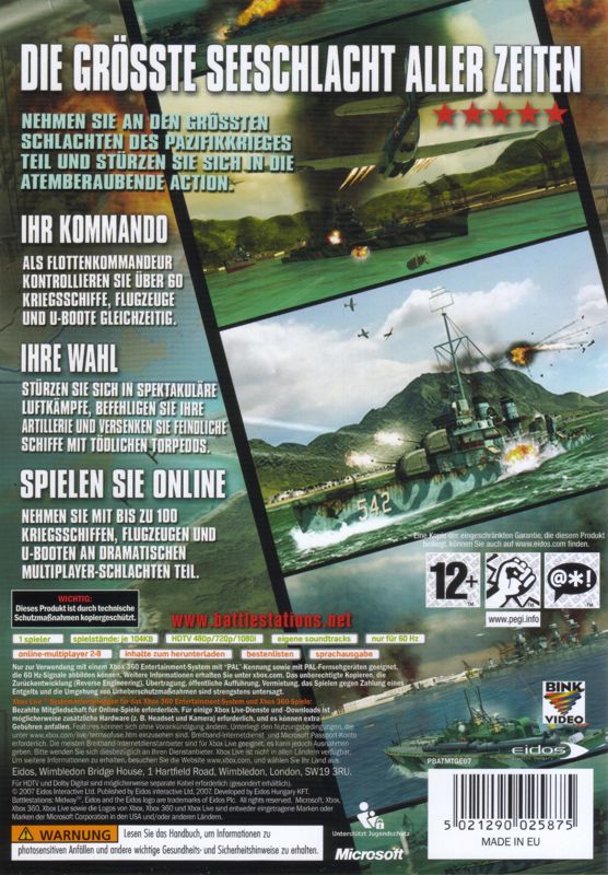 Back Cover for Battlestations: Midway (Xbox 360)