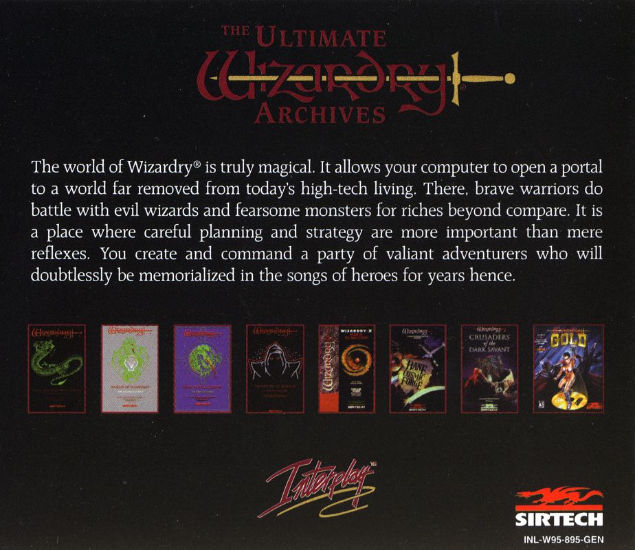 Other for The Ultimate Wizardry Archives (Windows): Jewel Case - Back
