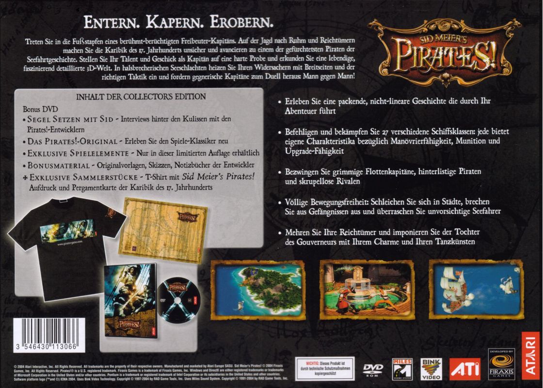 Back Cover for Sid Meier's Pirates! (Limited Edition) (Windows)