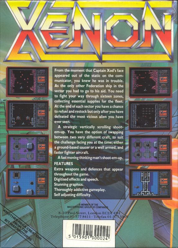 Back Cover for Xenon (Atari ST)