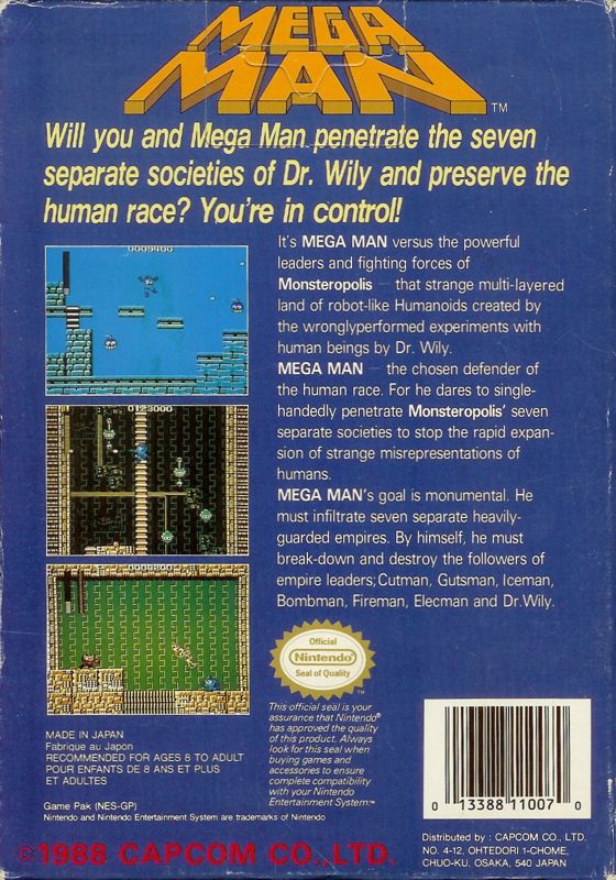 Back Cover for Mega Man (NES)