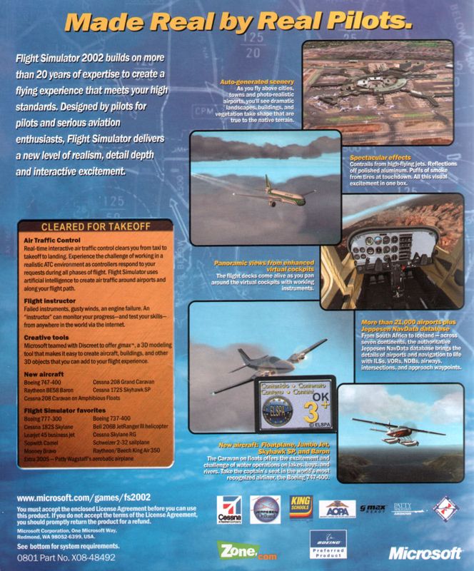 Back Cover for Microsoft Flight Simulator 2002: Professional Edition (Windows)