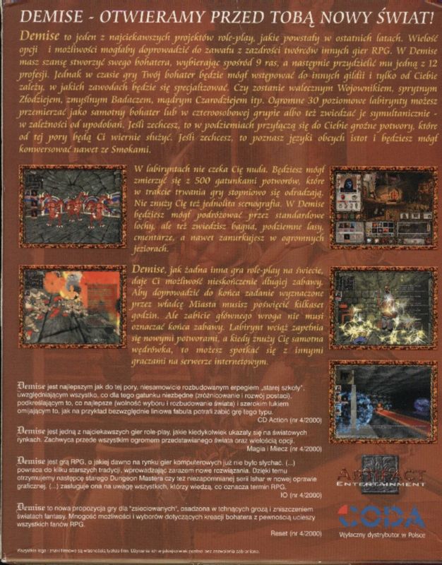 Back Cover for Demise: Rise of the Ku'tan (Windows)