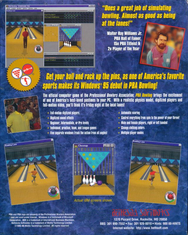 Back Cover for PBA Bowling (Windows)