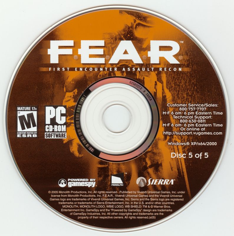 Media for F.E.A.R.: First Encounter Assault Recon (Windows): Disc 5