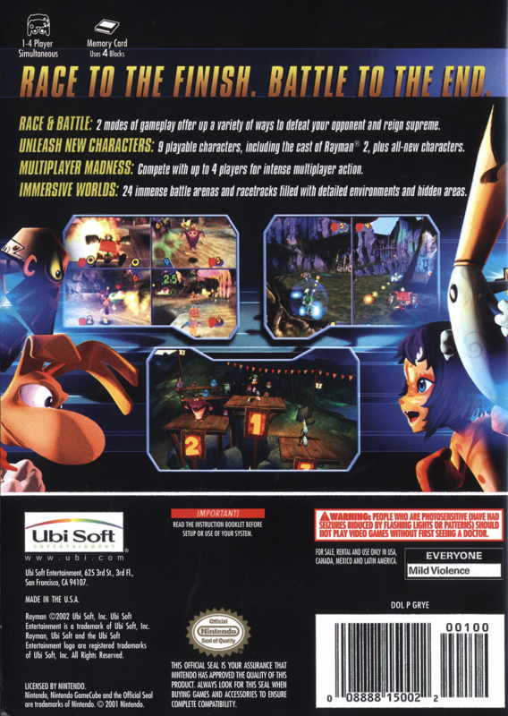 Back Cover for Rayman Arena (GameCube)