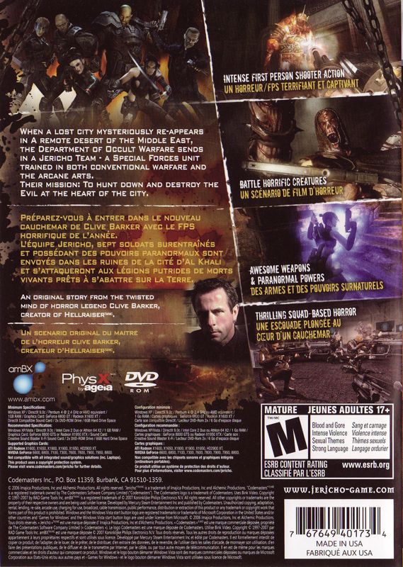 Clive Barker's Jericho cover or packaging material - MobyGames