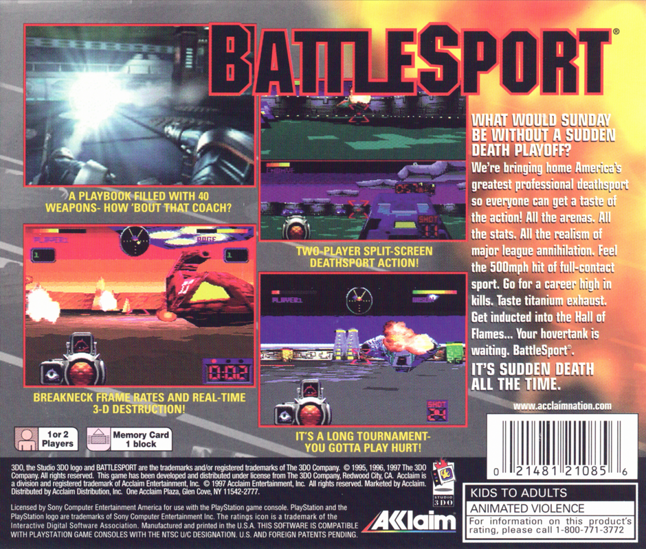 Back Cover for BattleSport (PlayStation)