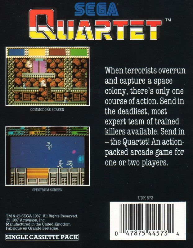 Back Cover for Quartet (Commodore 64) (Cassette Keep Case)