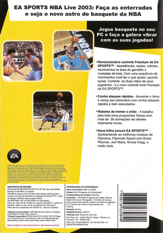 Back Cover for NBA Live 2003 (Windows) (Super Price release)