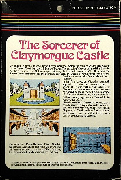 Back Cover for Sorcerer of Claymorgue Castle (ZX Spectrum)