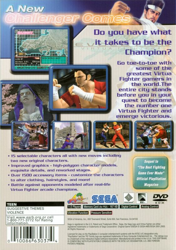 Back Cover for Virtua Fighter 4: Evolution (PlayStation 2) (Greatest Hits release)