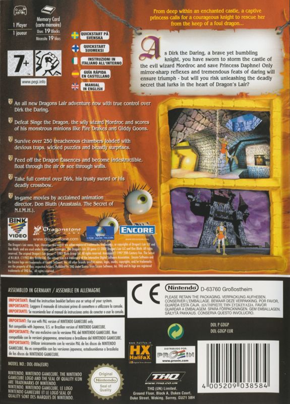 Back Cover for Dragon's Lair 3D: Return to the Lair (GameCube)