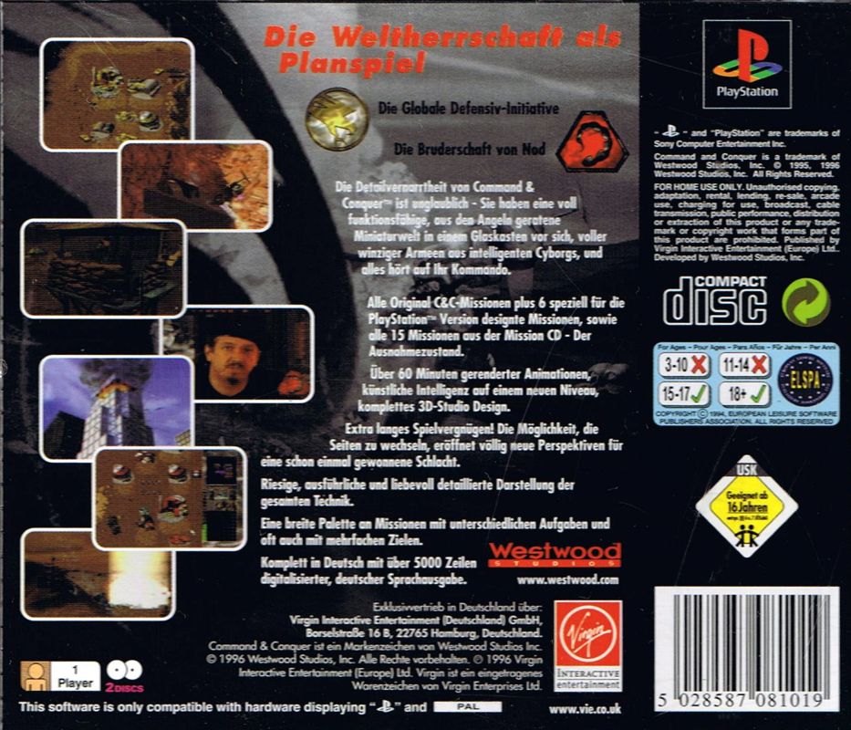 Back Cover for Command & Conquer (PlayStation)