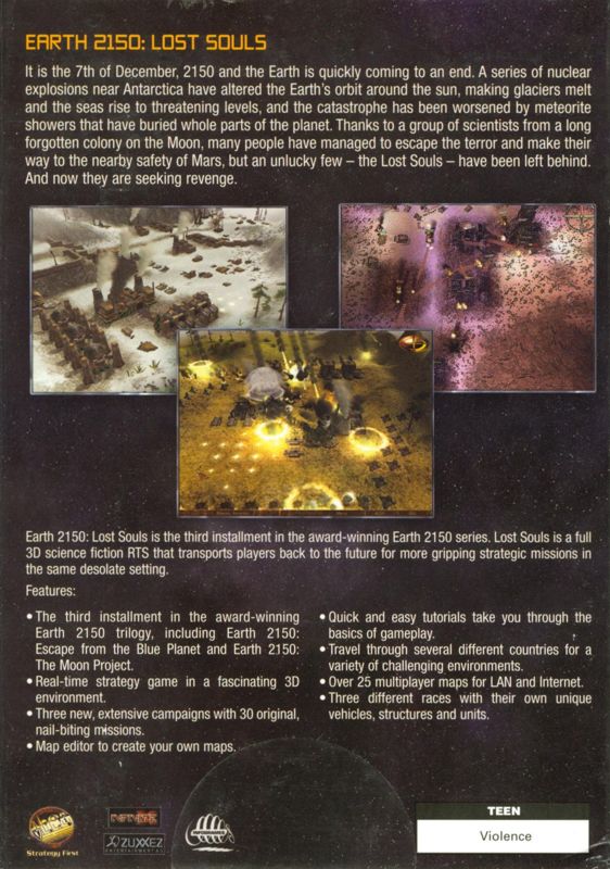 Back Cover for Earth 2150: Lost Souls (Windows)