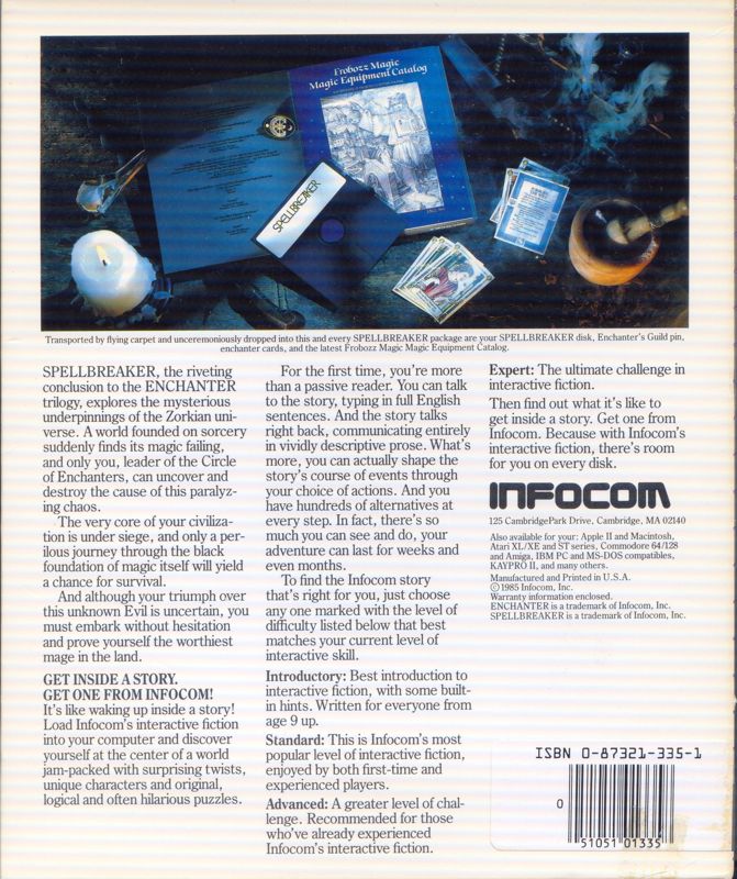 Back Cover for Spellbreaker (Amiga)