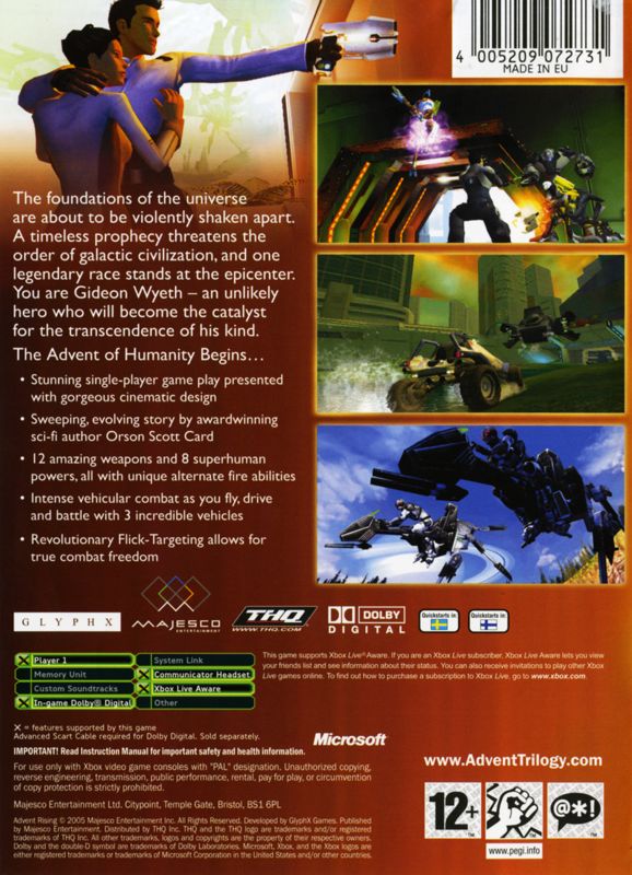 Advent Rising cover or packaging material MobyGames