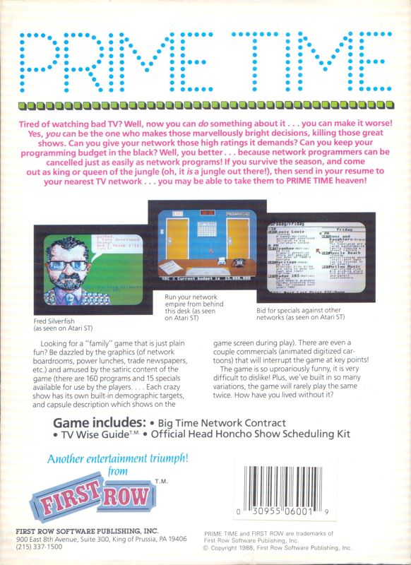 Back Cover for Prime Time (Amiga)