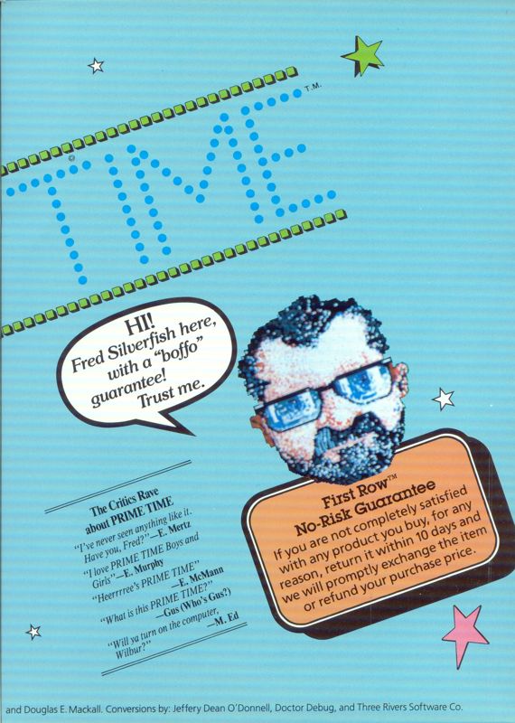 Inside Cover for Prime Time (Amiga): Right Side