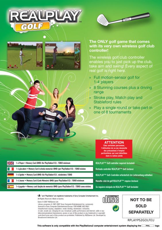 Back Cover for REALPLAY Golf (PlayStation 2)