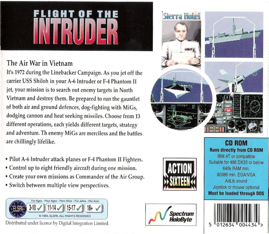 Back Cover for Flight of the Intruder (DOS) (Action Sixteen CD-ROM re-release)
