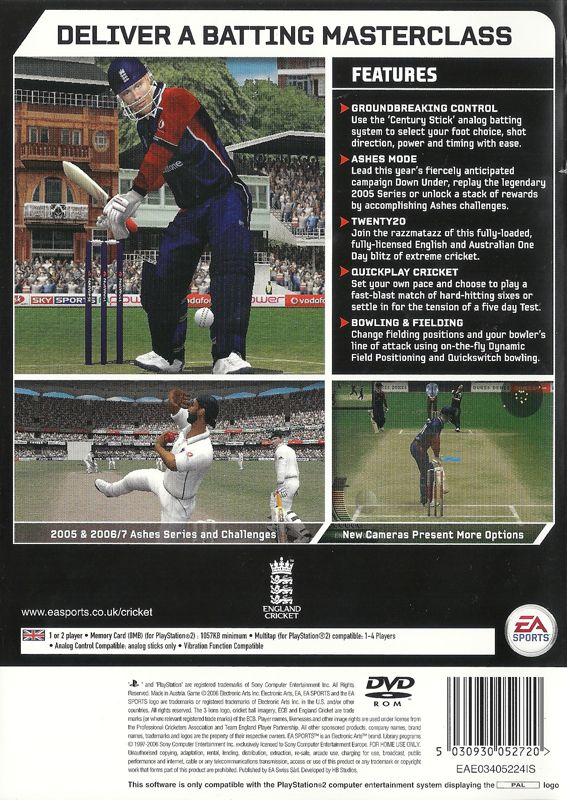 Back Cover for Cricket 07 (PlayStation 2)