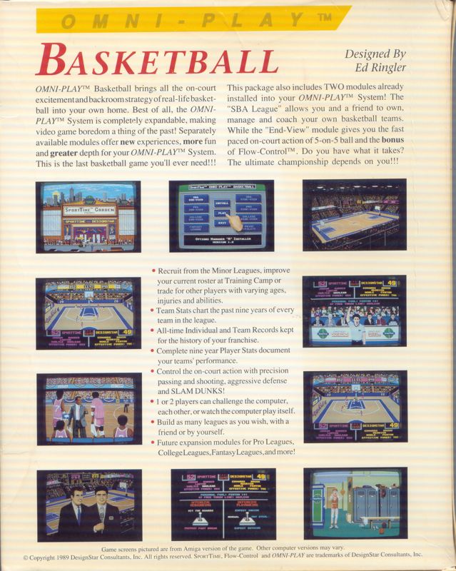 Back Cover for Omni-Play Basketball (Amiga)