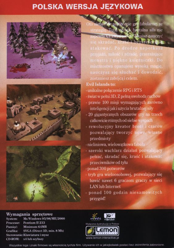 Back Cover for Evil Islands: Curse of the Lost Soul (Windows) (Re-release)