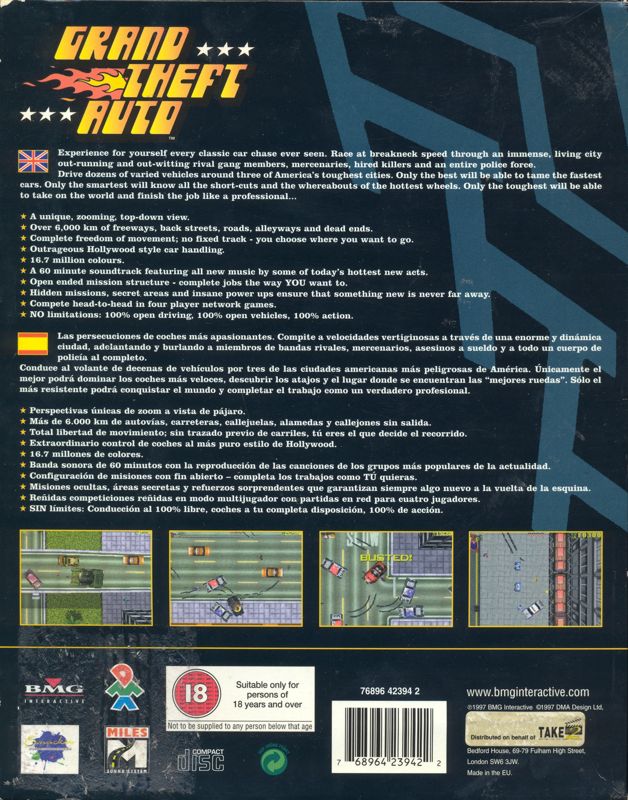 Back Cover for Grand Theft Auto (DOS and Windows)