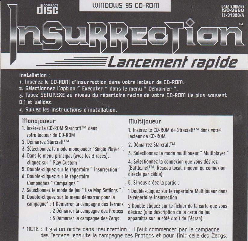 Insurrection: Campaigns for StarCraft cover or packaging material