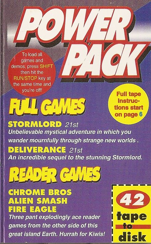 Inside Cover for Commodore Format Power Pack 42 (Commodore 64)