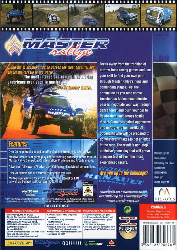Back Cover for Master Rallye (Windows)