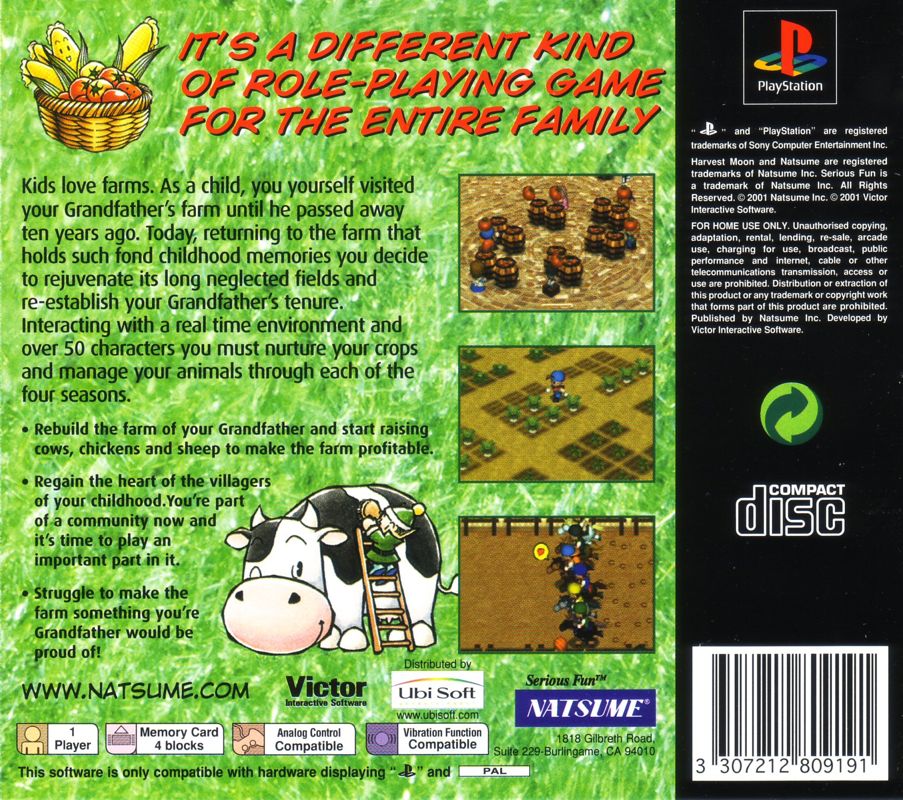 Harvest Moon: Back to Nature cover or packaging material - MobyGames