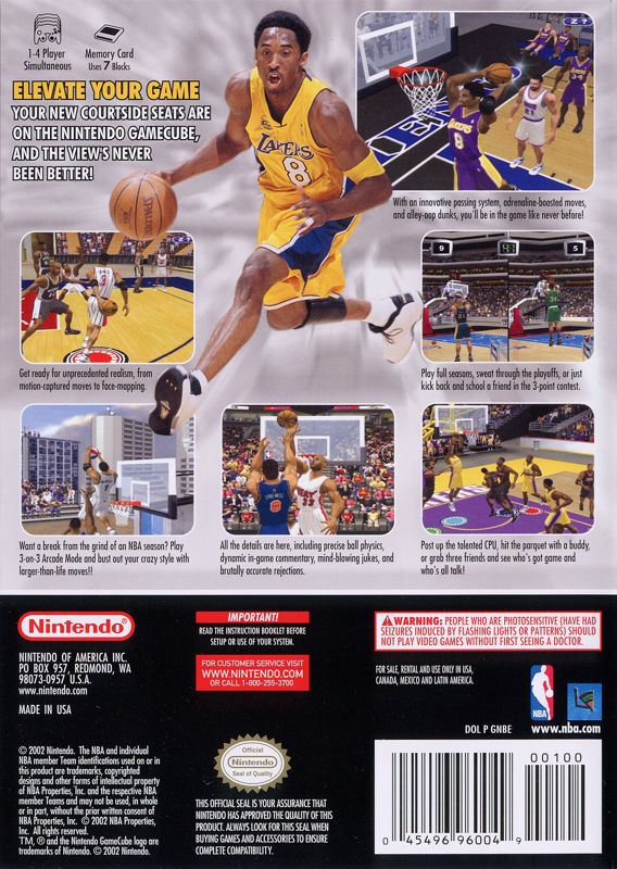 Back Cover for NBA Courtside 2002 (GameCube)